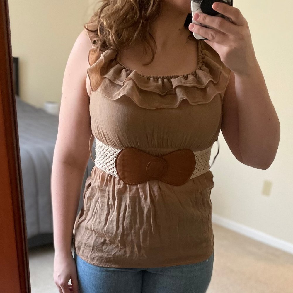 Brown Ruffle Blouse - Picture 5 of 6